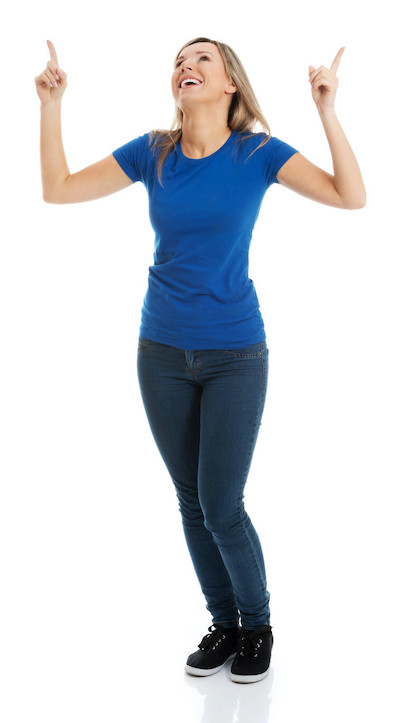 Woman pointing up